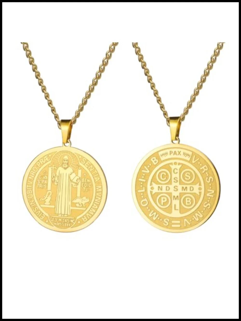 Saint Benedict Medal Necklace Stainless Steel Catholic Exorcism Pendant